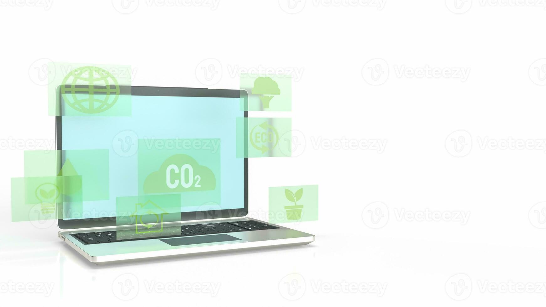 The eco icon on Notebook for Environmental technology 3d rendering photo