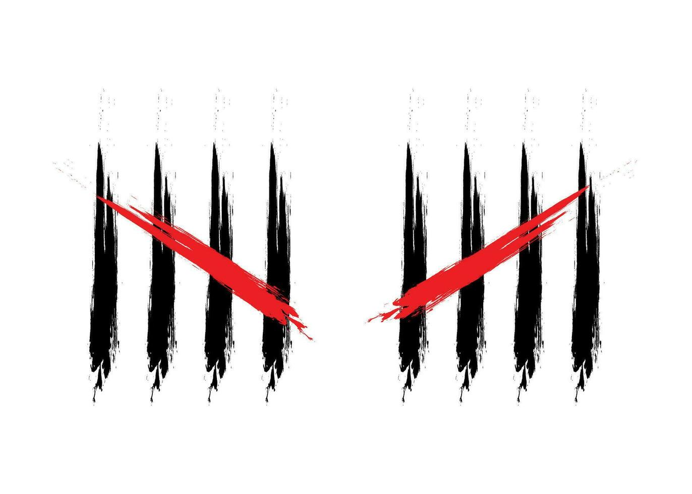 Charcoal Feather tally marks four sticks crossed vector illustration.