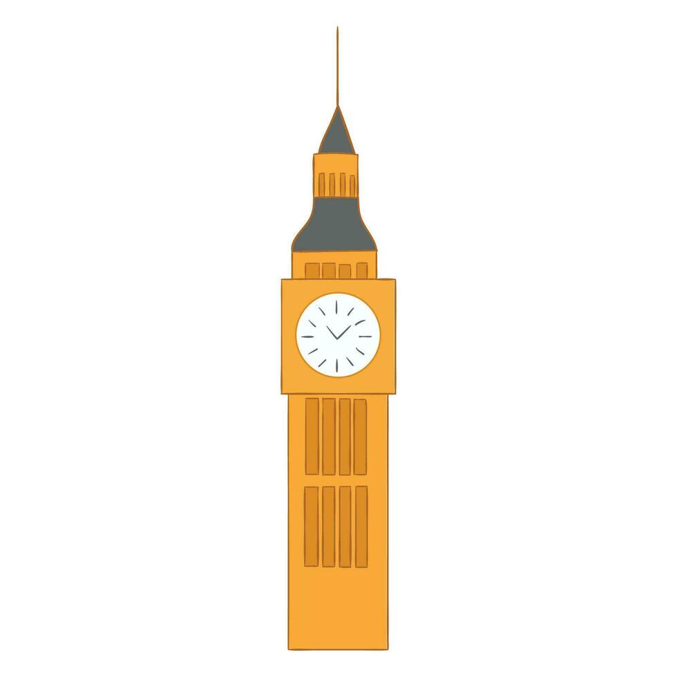 Vector illustration of big ben tower on plain background