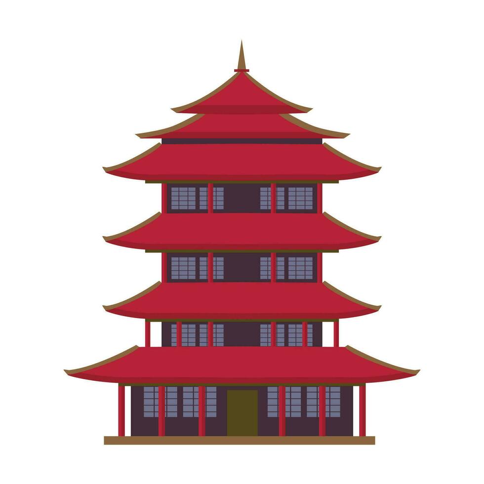Vector Japanese temples in flat design