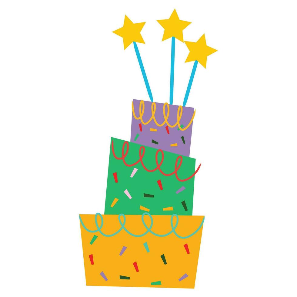 Vector birthday cake sticker, cute element graphic vector