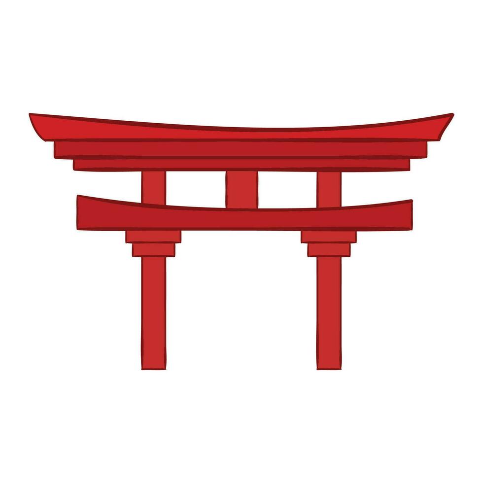 Vector torii japanese gate  on white