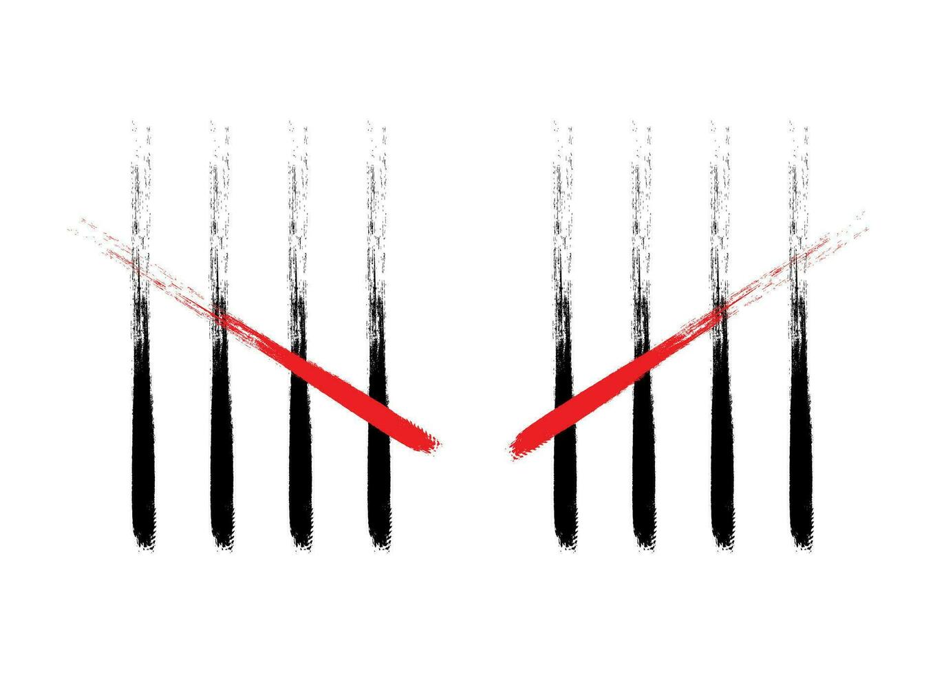 Charcoal Feather tally marks four sticks crossed vector illustration.