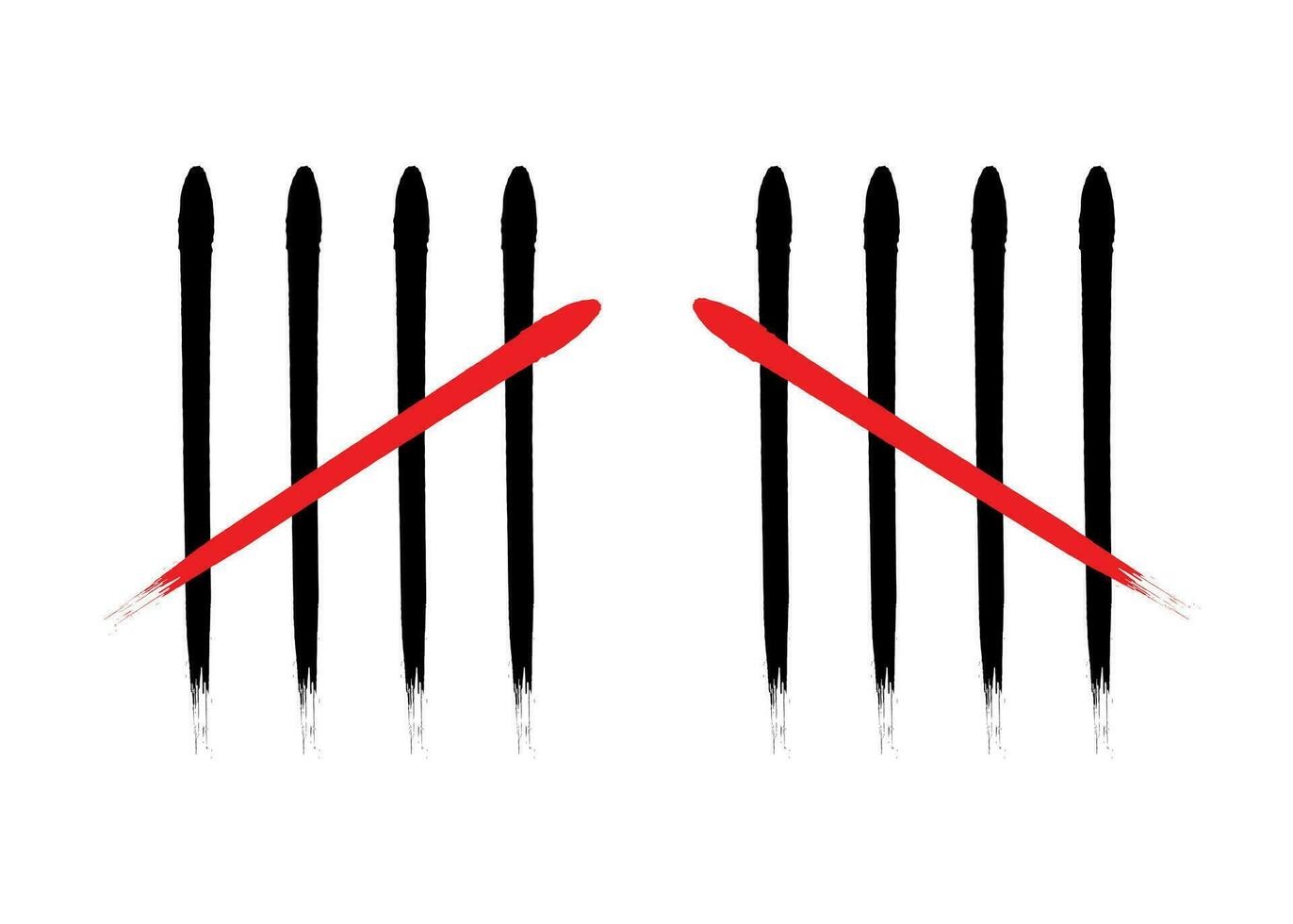 Charcoal Feather tally marks four sticks crossed vector illustration.
