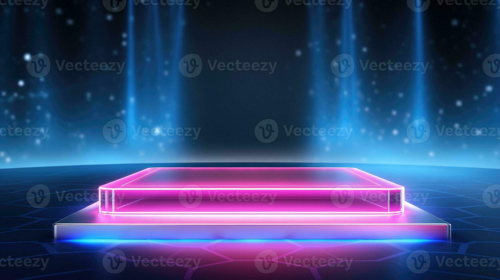 Product Presentation Podium with glow lights, tech podium, glow lights background photo