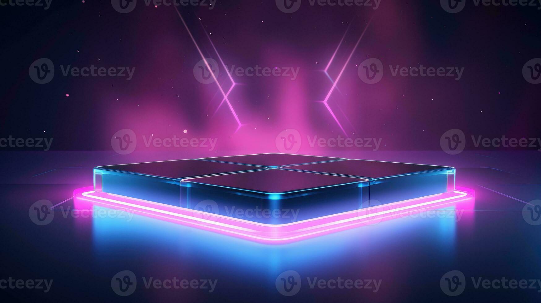 Product Presentation Podium with glow lights, tech podium, glow lights background photo