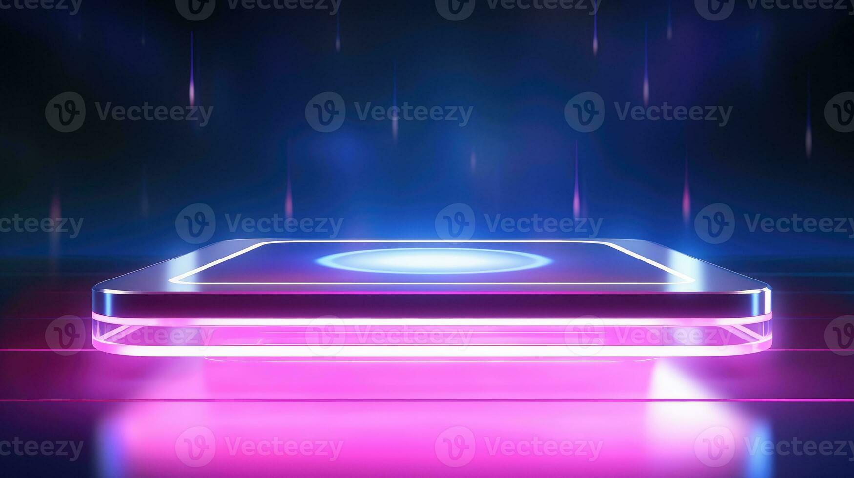 Product Presentation Podium with glow lights, tech podium, glow lights background photo