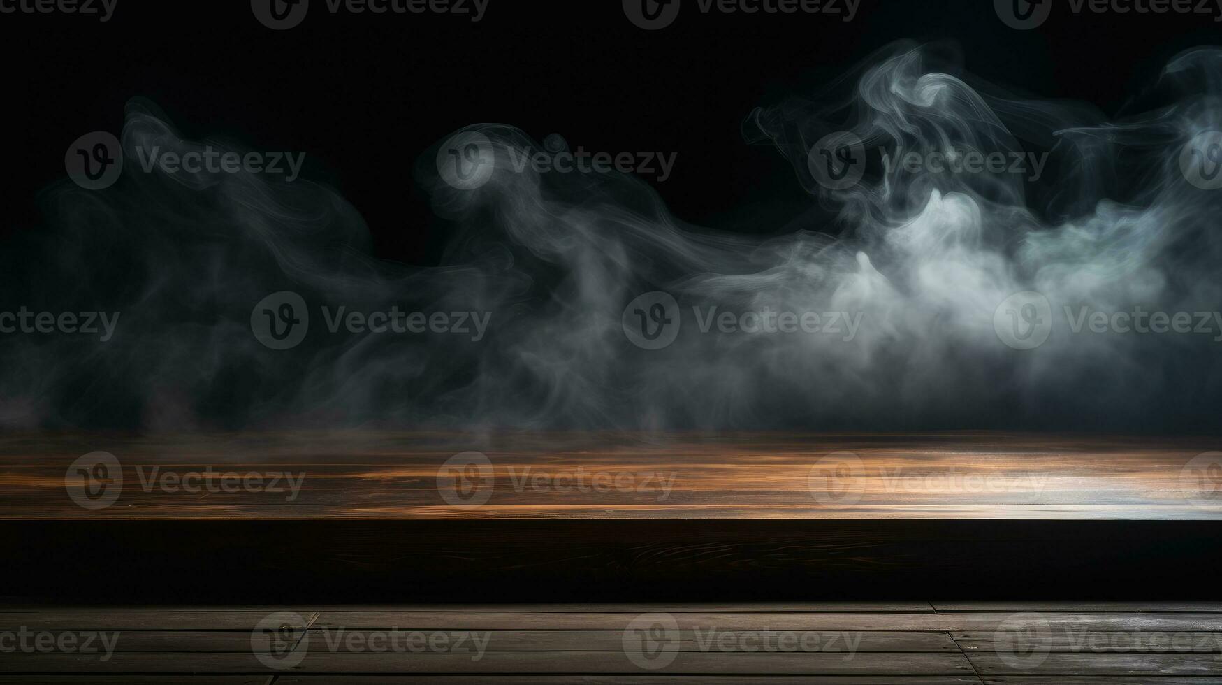 empty table with black smoky background photo