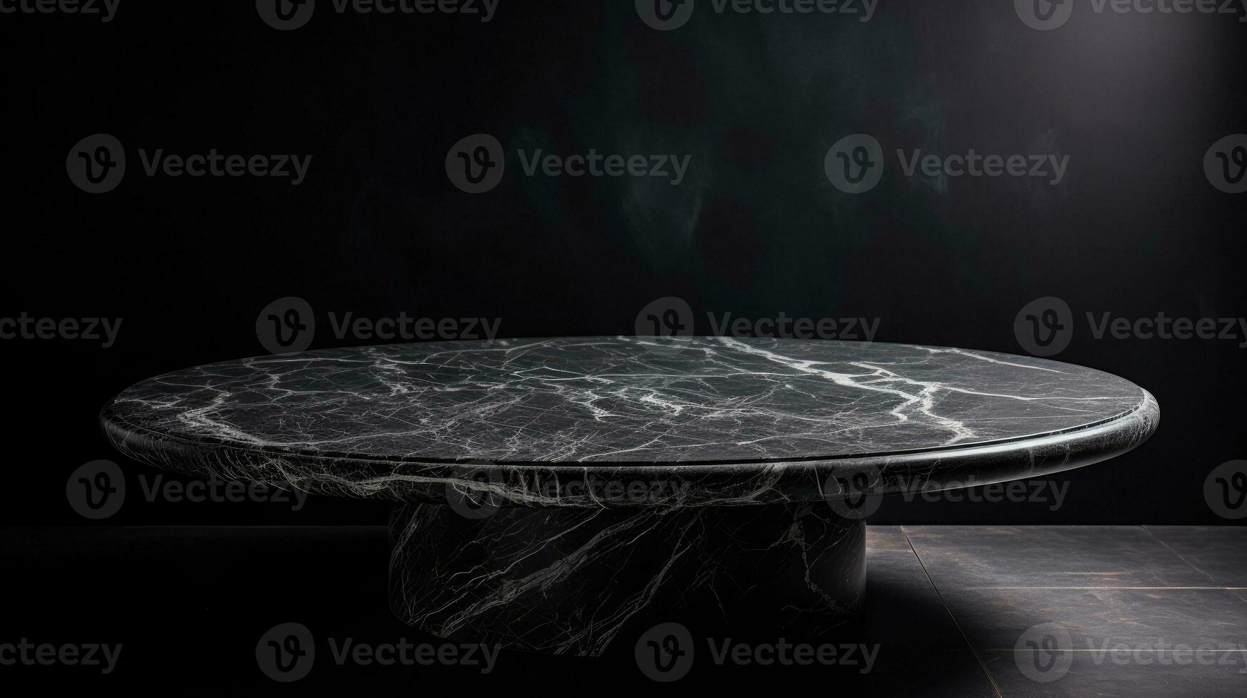 Dark Background Black Podium Stand or Pedestal Display - Elegant Presentation Concept photo