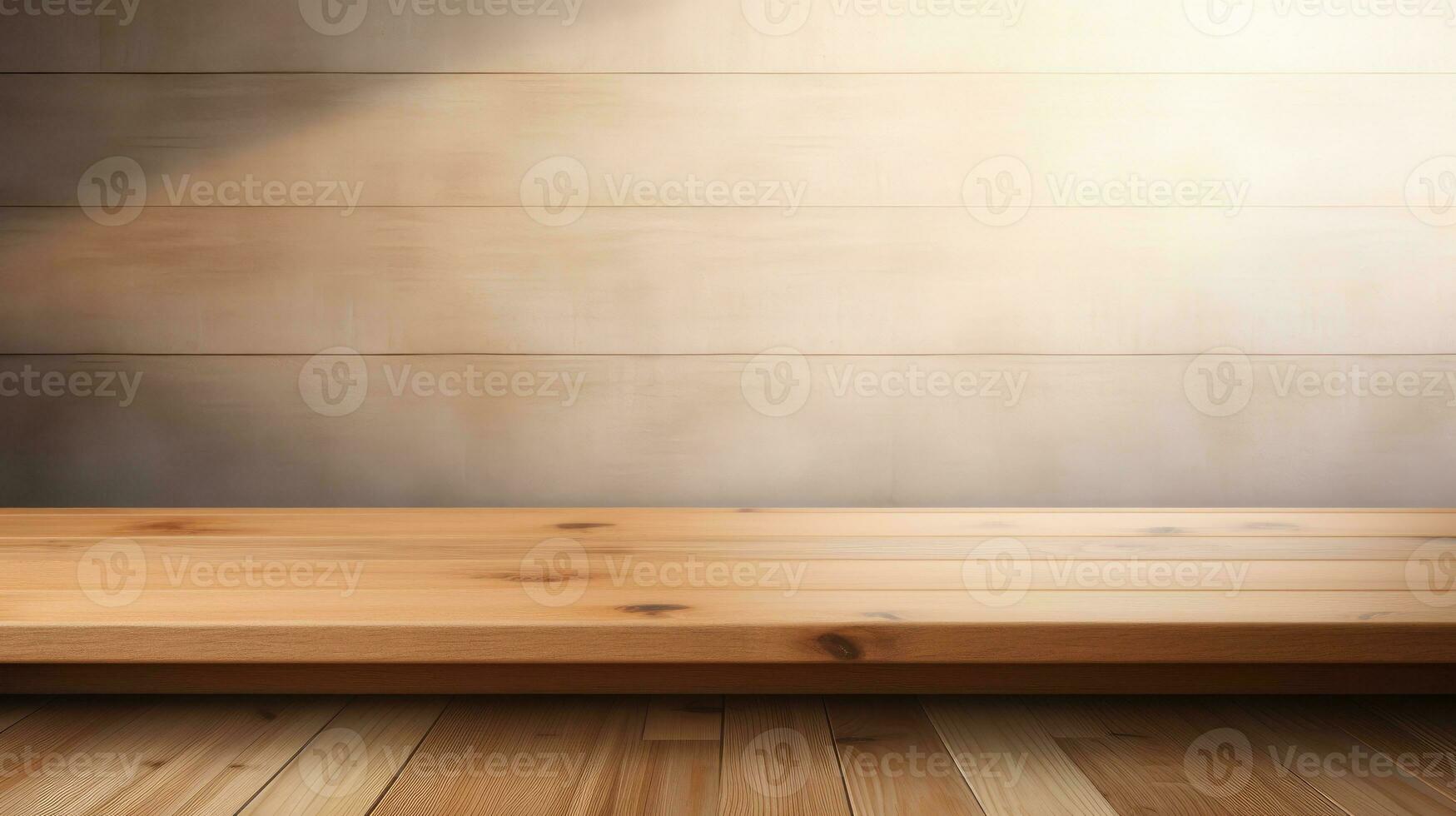 vacío de madera mesa piso, de madera mesa para producto, foto