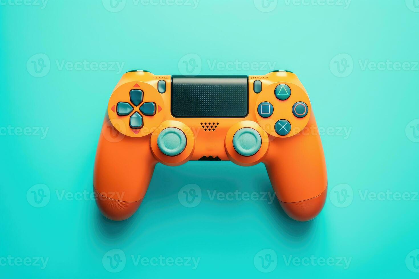 Modern video game controller on colorful gradient background photo