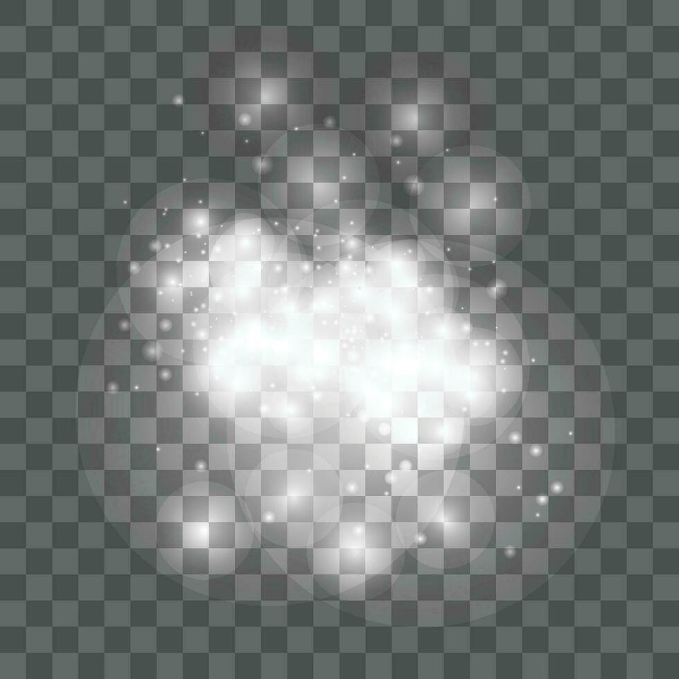 Vector white magical dust particles, light effects background