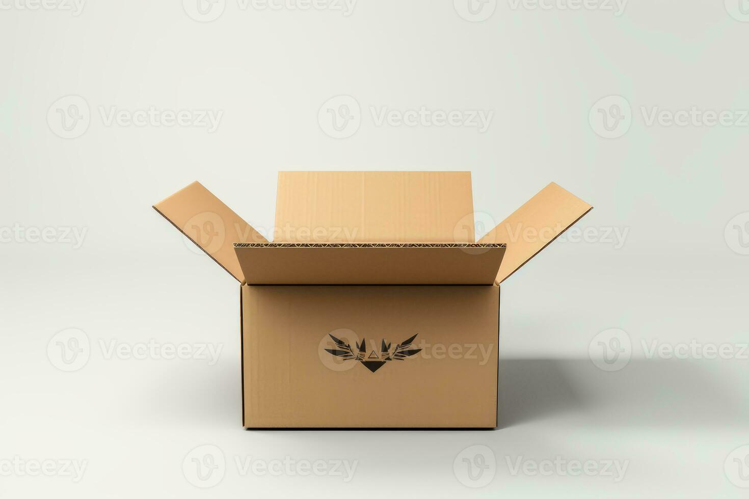 Open cardboard box mockup on a white background photo
