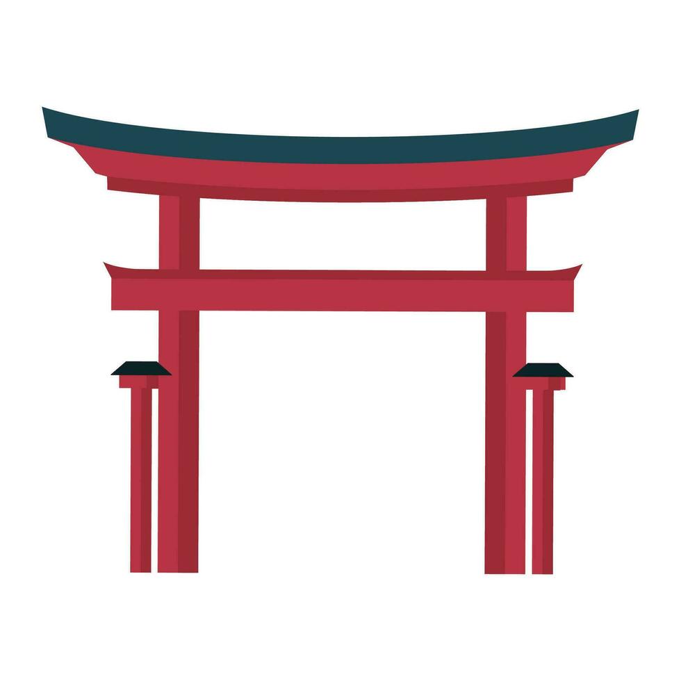 Vector torii japanese gate  on white background