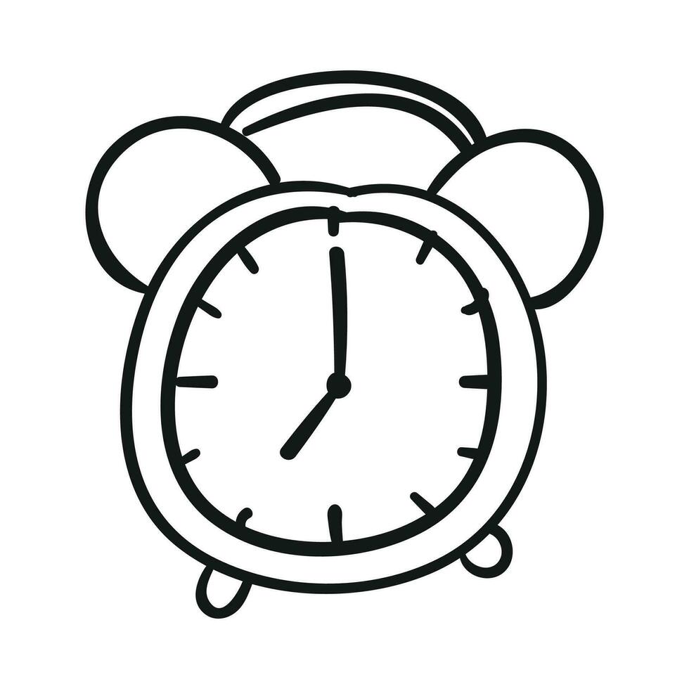 Vector doodle simple alarm clock sticker