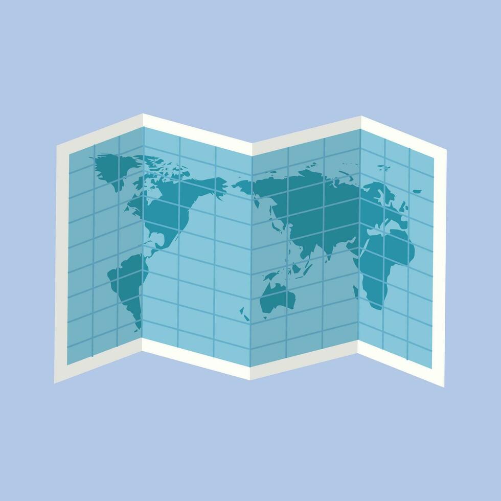 Vector folded paper world map