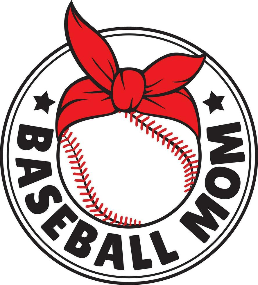 Baseball Mom Badge Color. Vector Illustration.