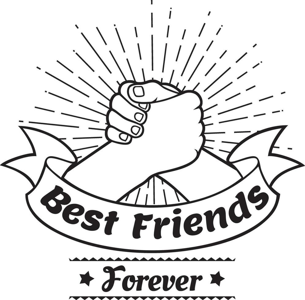 Best Friends Forever. Hands Shaking Design. Vector Illustration.