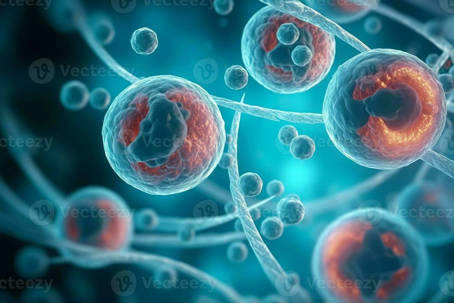 humano célula o embrionario vástago célula microscopio fondo, médico Ciencias antecedentes foto