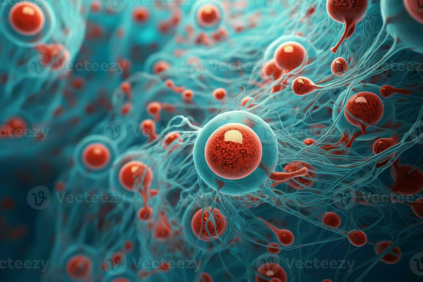 Human cell or Embryonic stem cell microscope background, medical science background photo