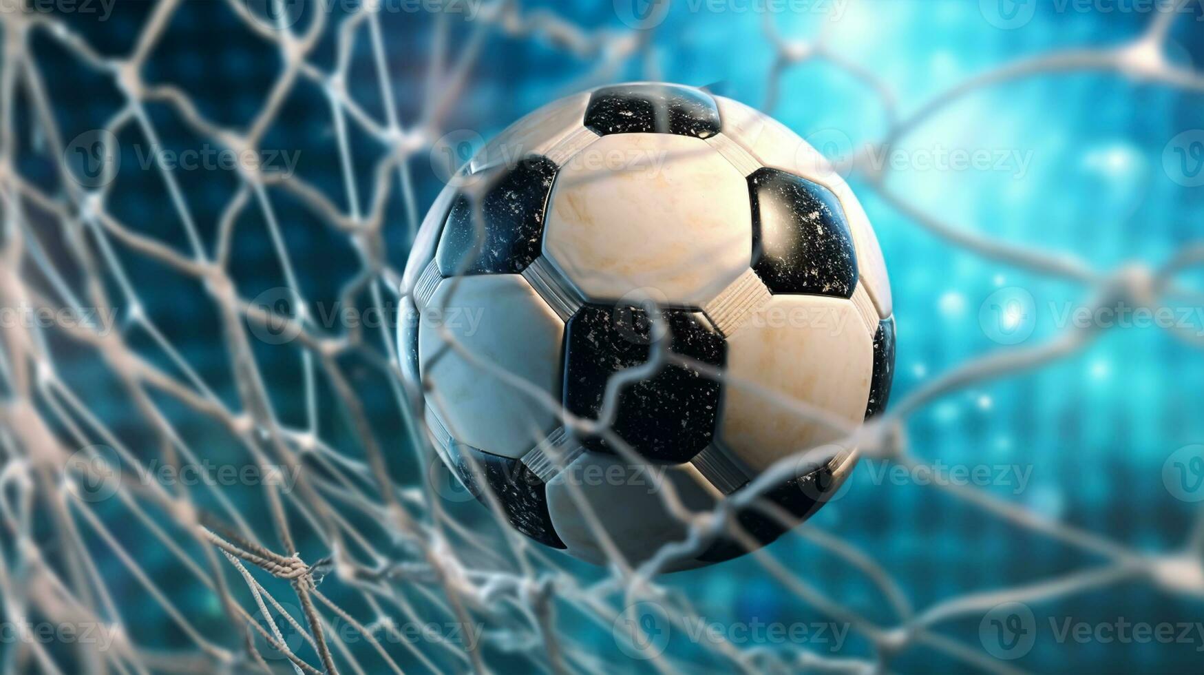 Soccer Ball in Goal Net photo
