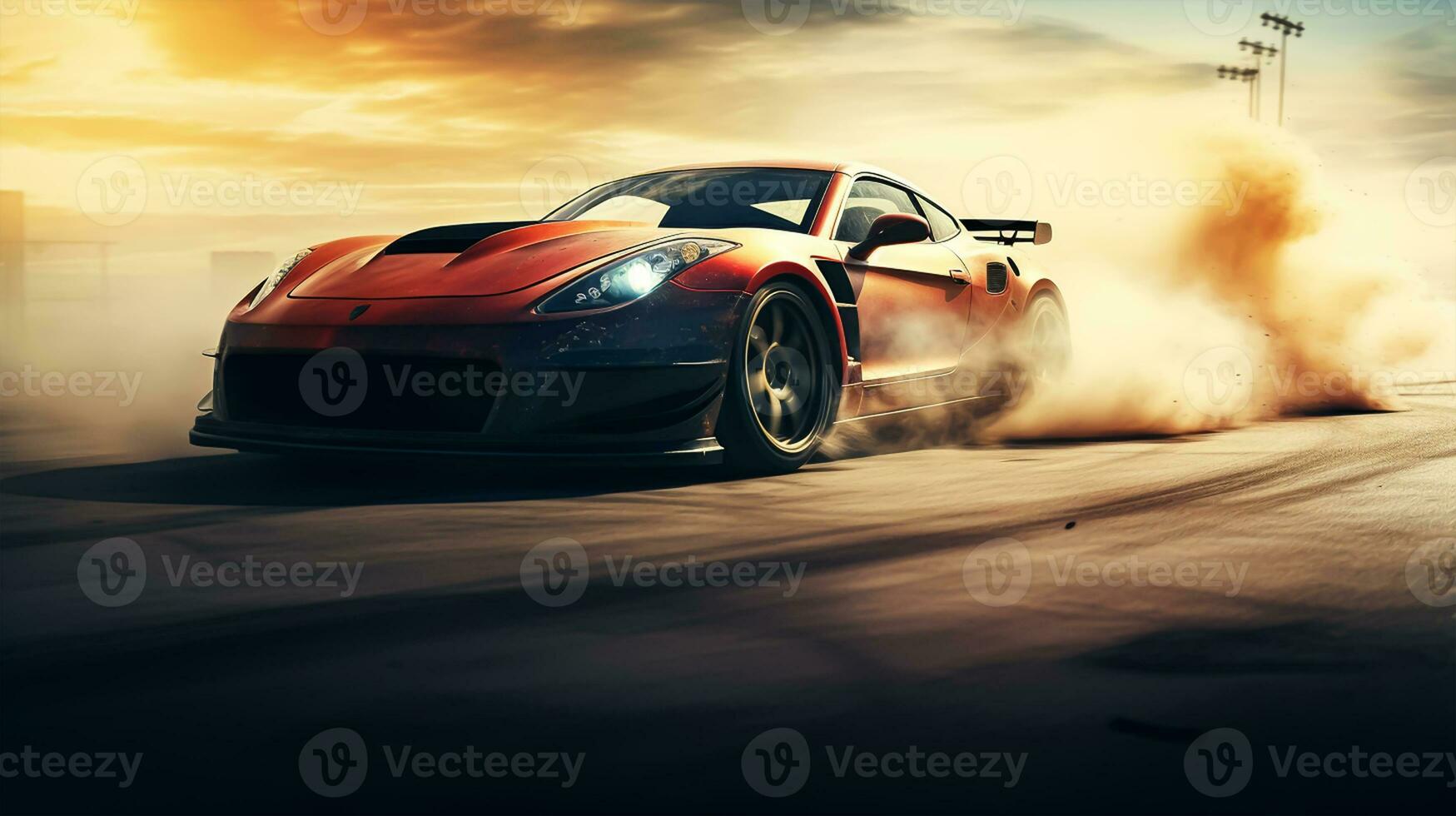 sport car on the race track, extreme car race concept photo