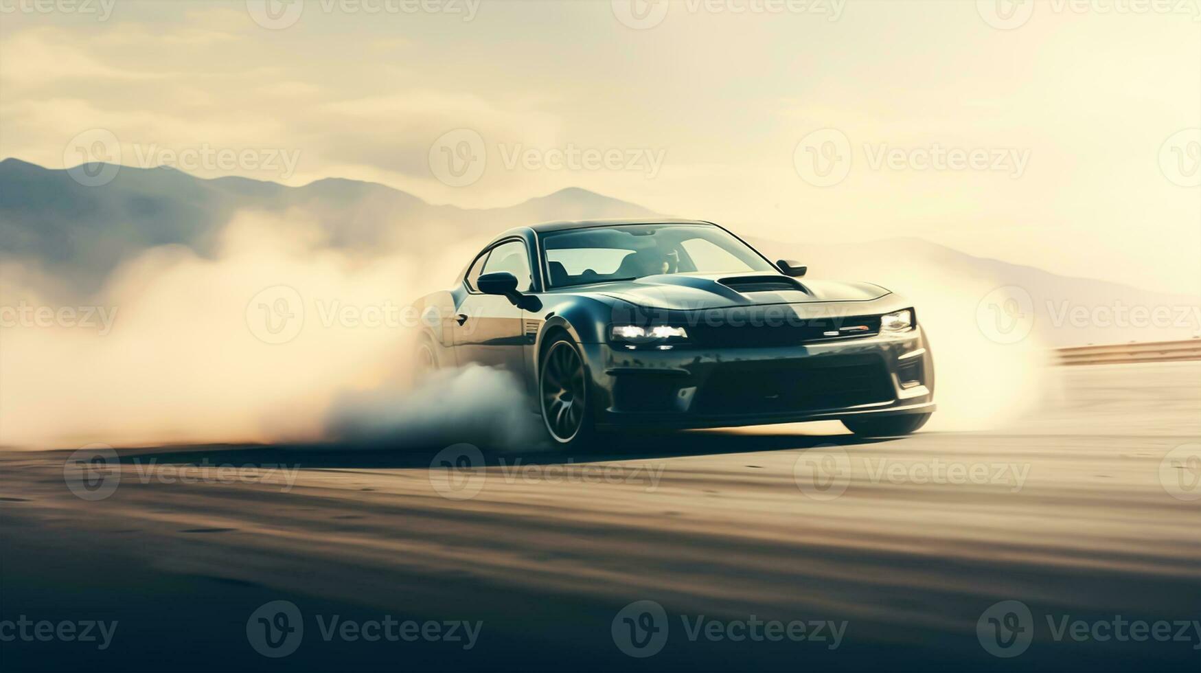 sport car on the race track, extreme car race concept photo