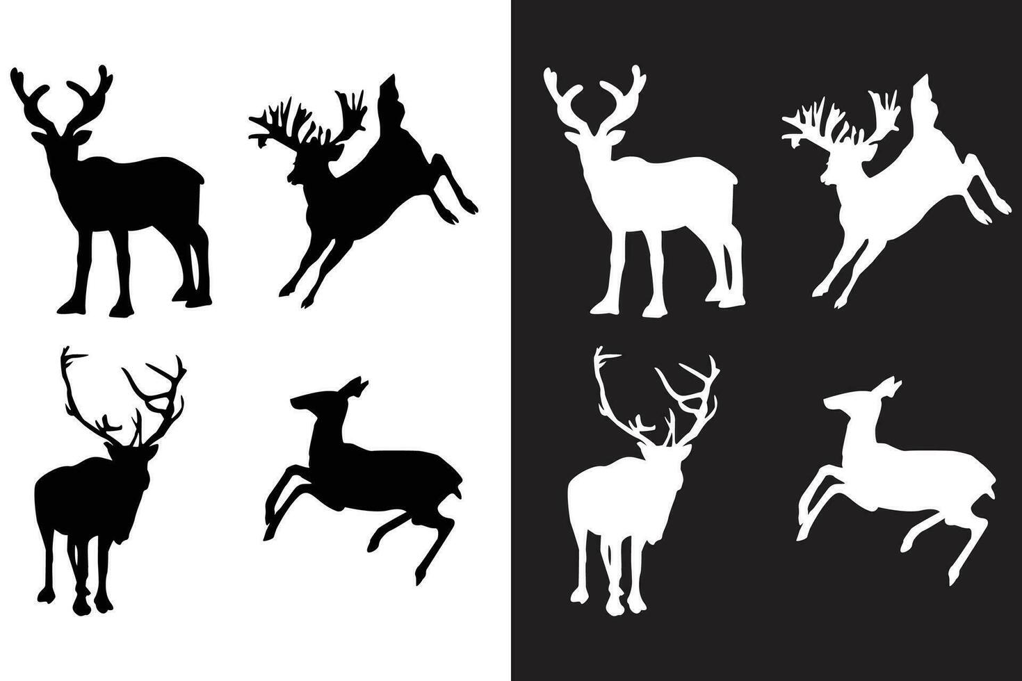 deer silhouettes set silhouette of deer reindeer vector