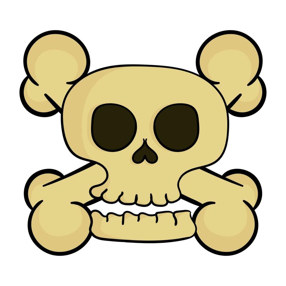 hand drawn illustration of skull and bones vector