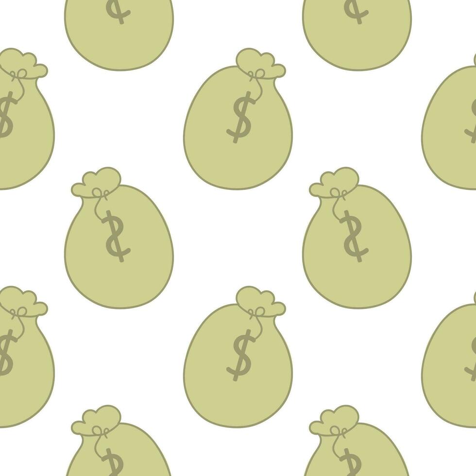 stacks of bags filled seamless pattern with dollar bills vector