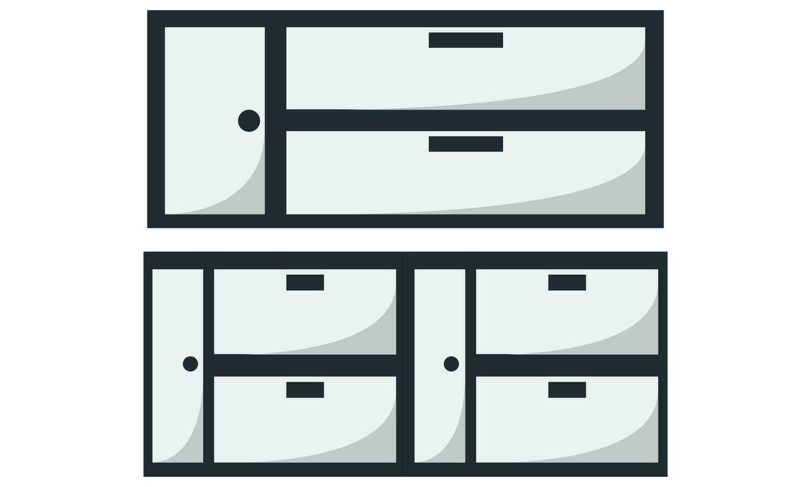 wardrobe design with two different wardrobe types vector