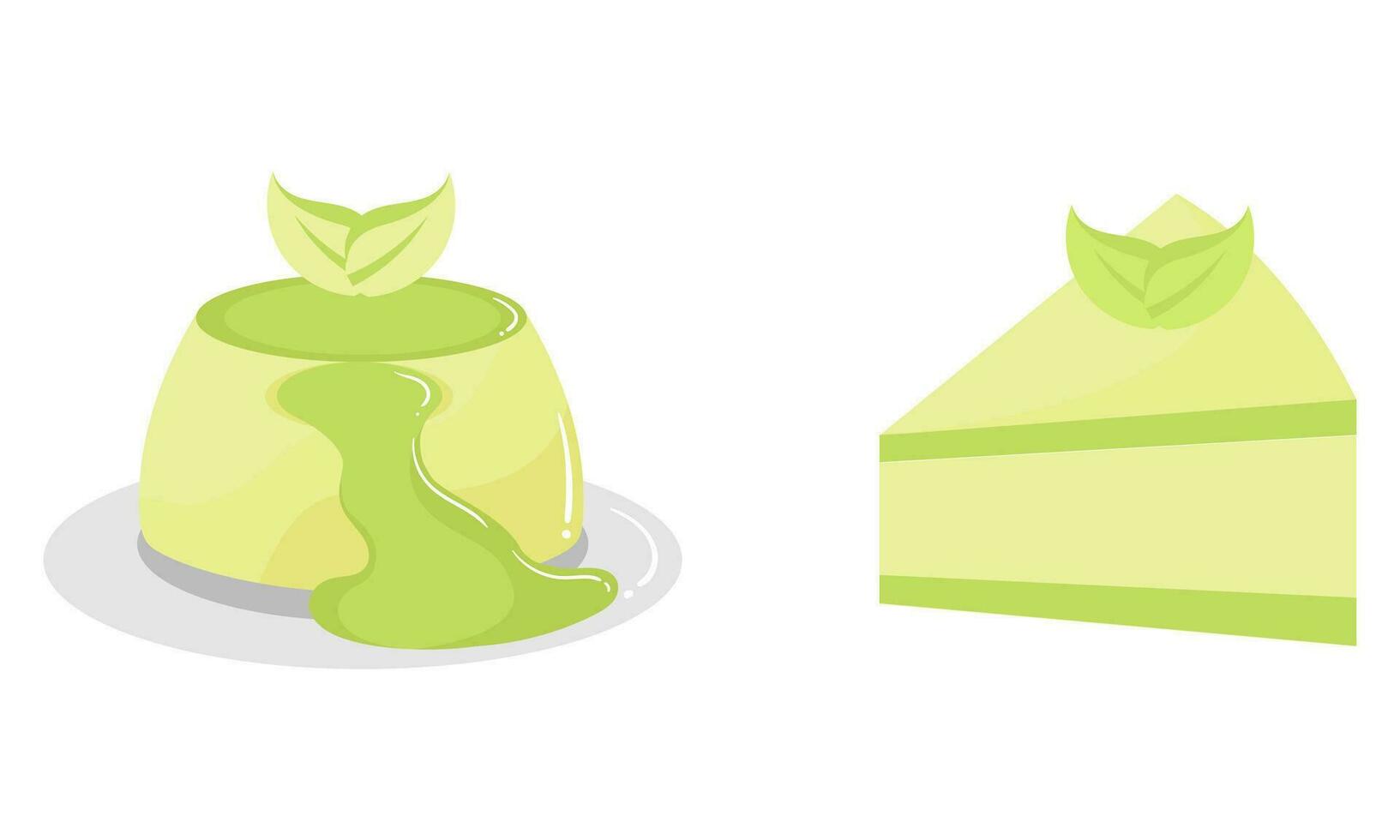 illustration of cake and pudding with green tea flavor vector