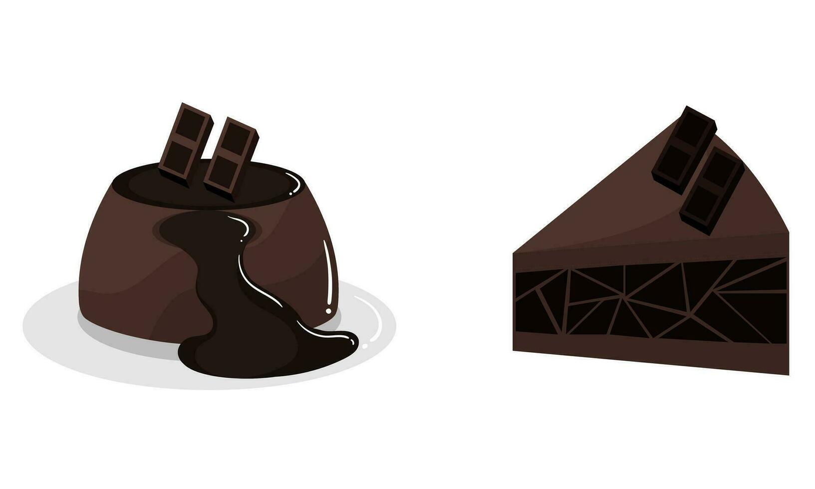 chocolate cake and pudding illustration vector