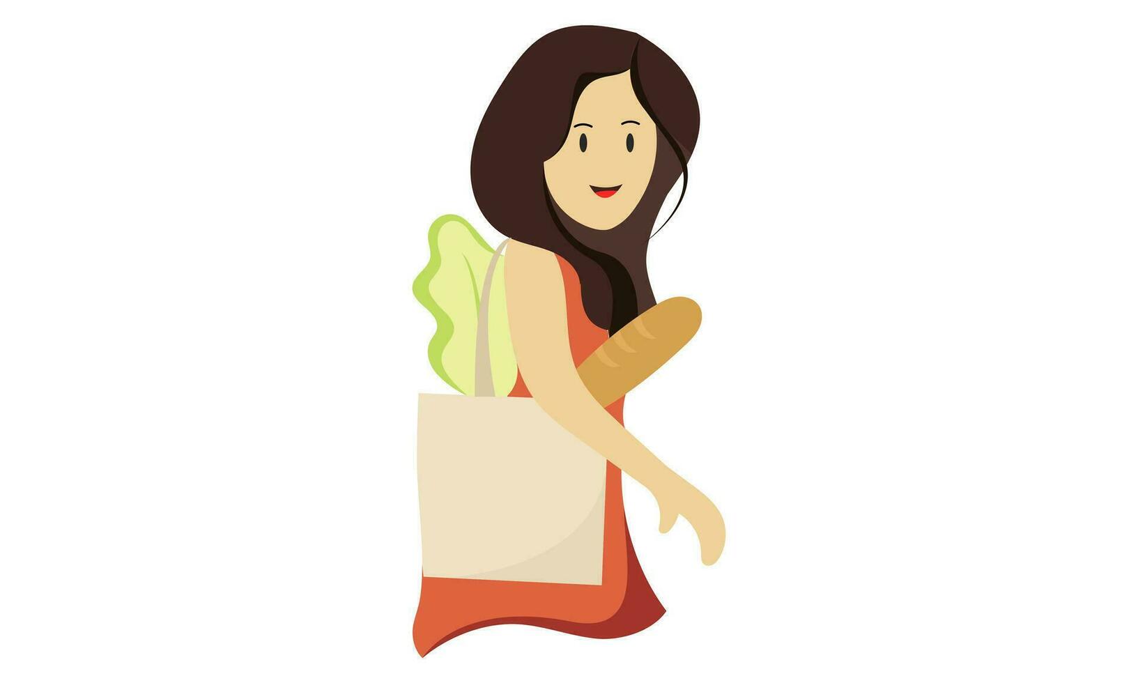 illustration of a woman with a tote bag vector