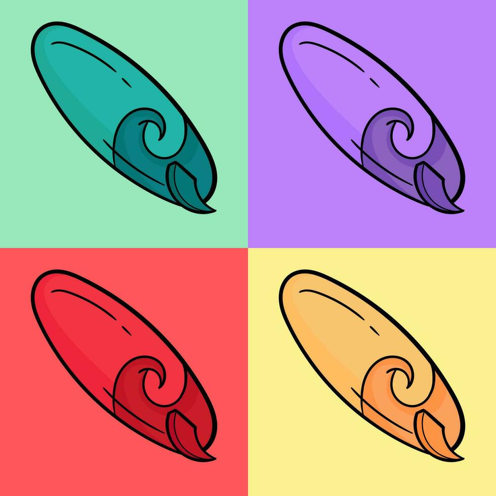 collection of surfboard illustrations vector