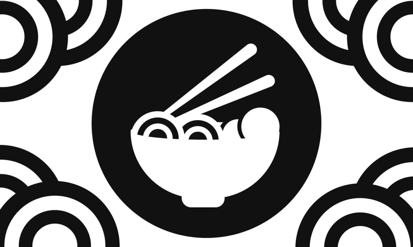 Ilustración de fideos y albóndigas con tema en blanco y negro vector