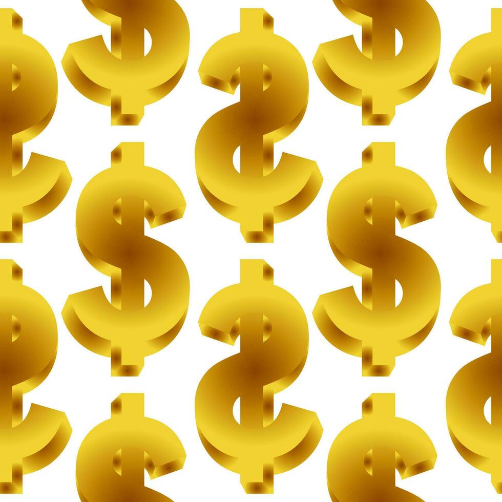 gold color dollar symbol seamless pattern2 vector