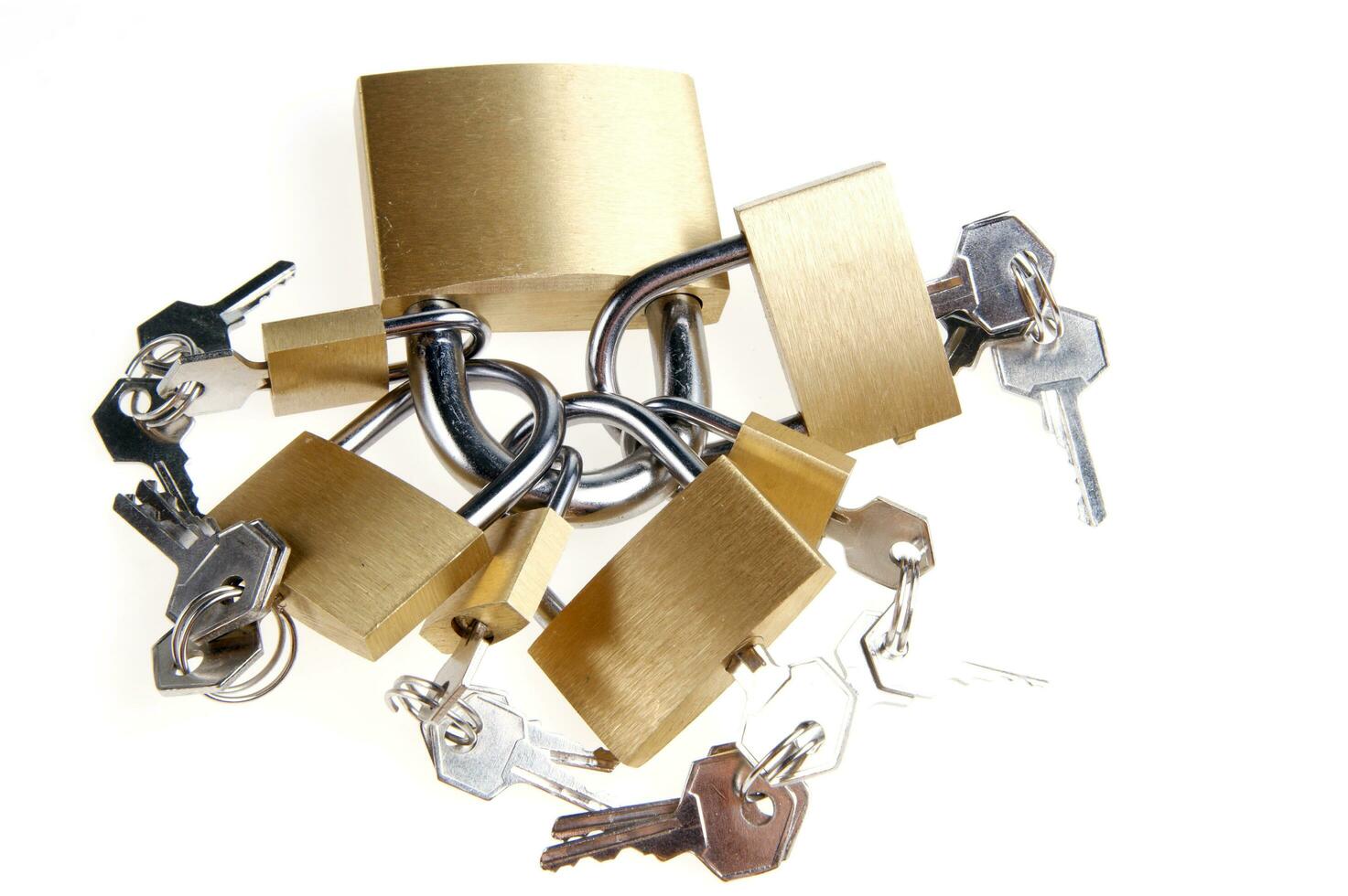 a lock with several locks and keys photo