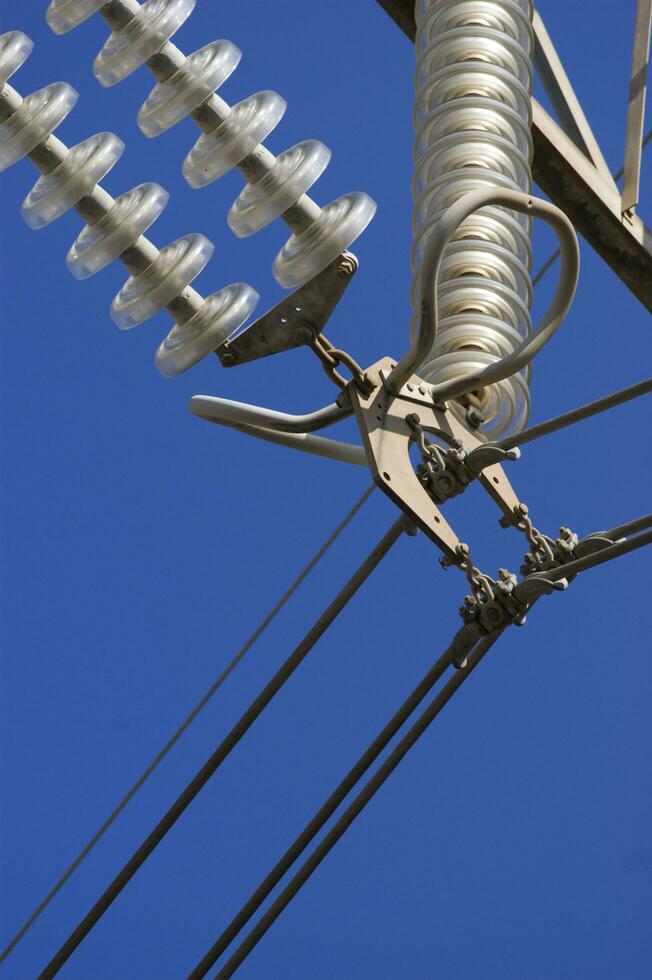 a close up of a power line with wires attached photo