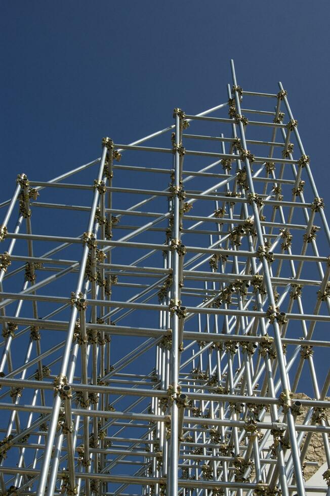 scaffolding with metal bars and bolts photo