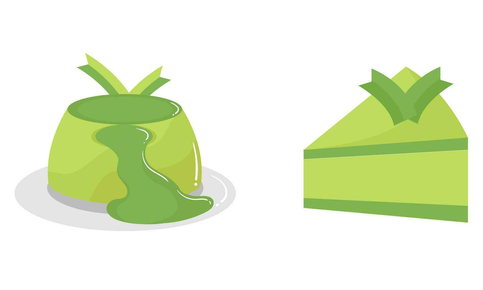 cake and pudding illustration with pandan flavor vector