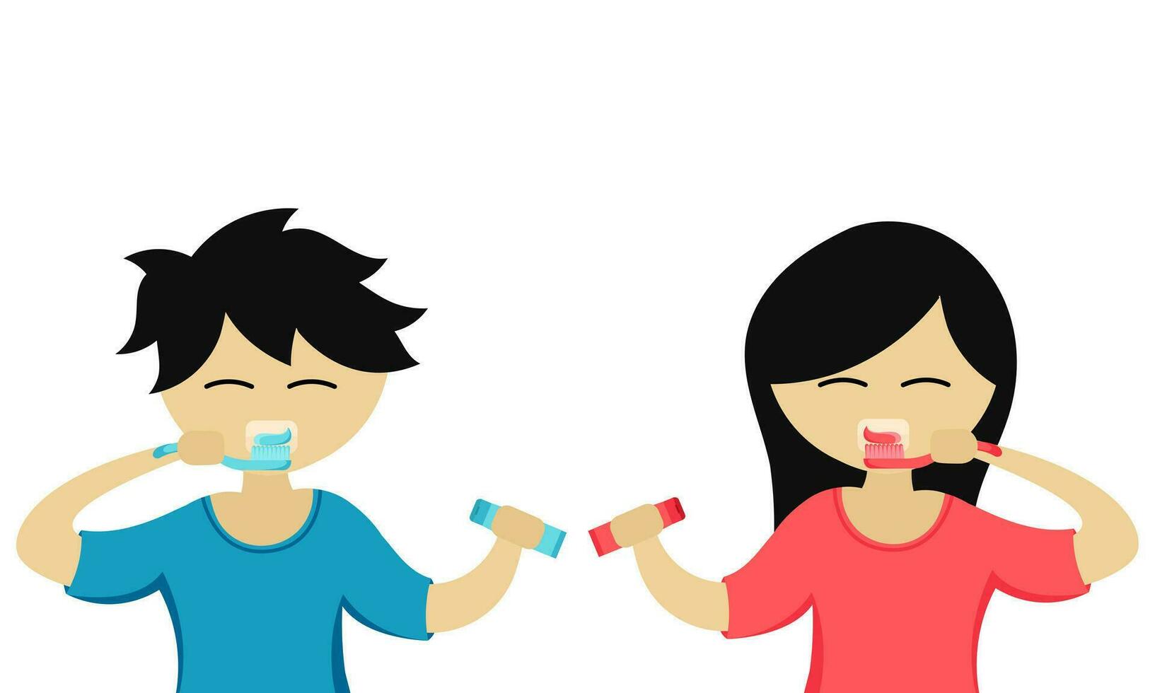 illustration of boy and girl brushing their teeth2 vector
