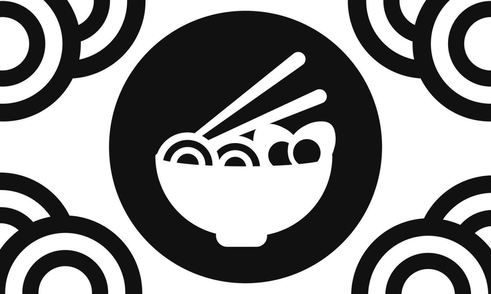 Ilustración de fideos y huevos con tema blanco y negro vector