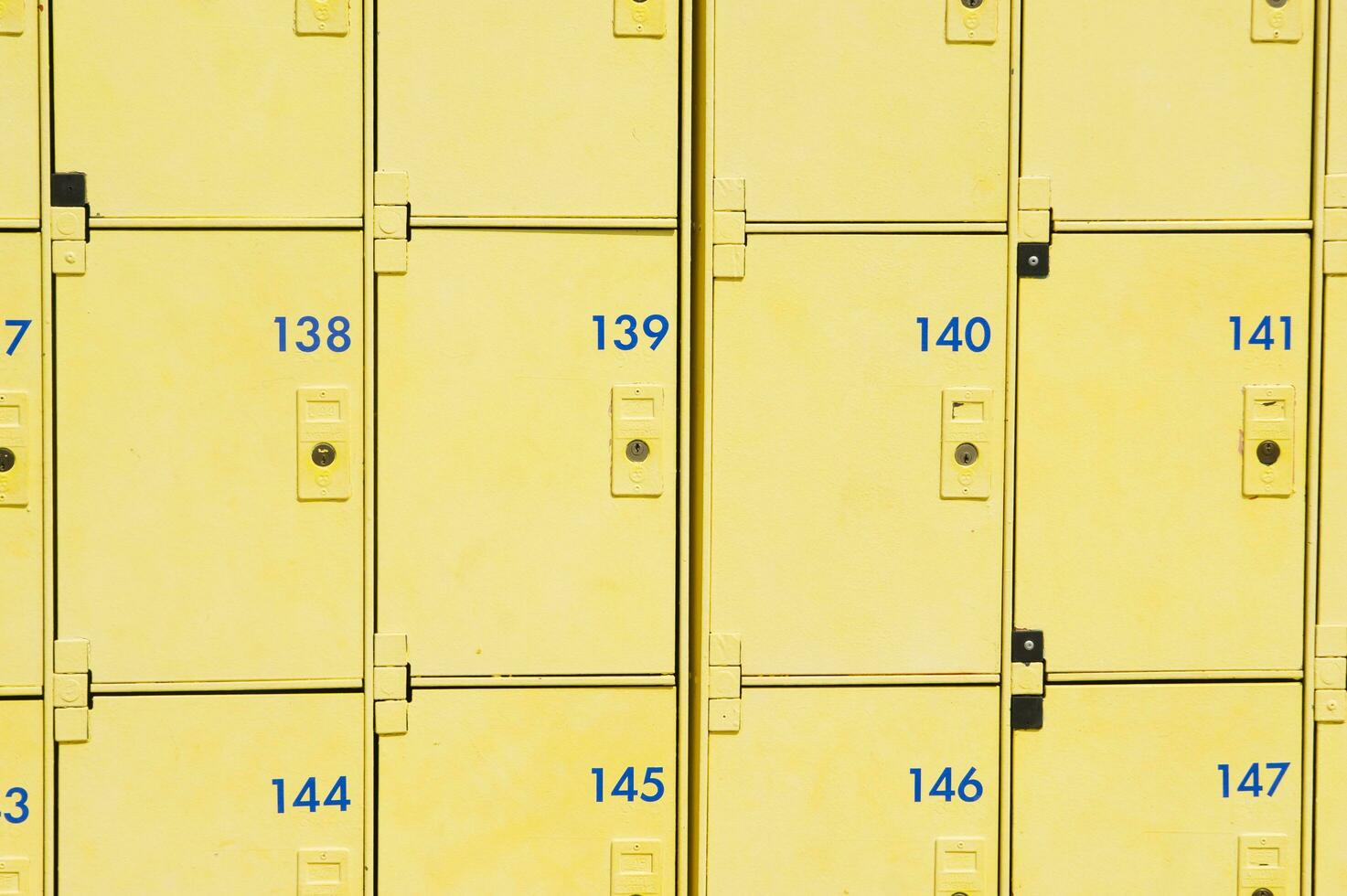 a row of yellow and orange lockers photo