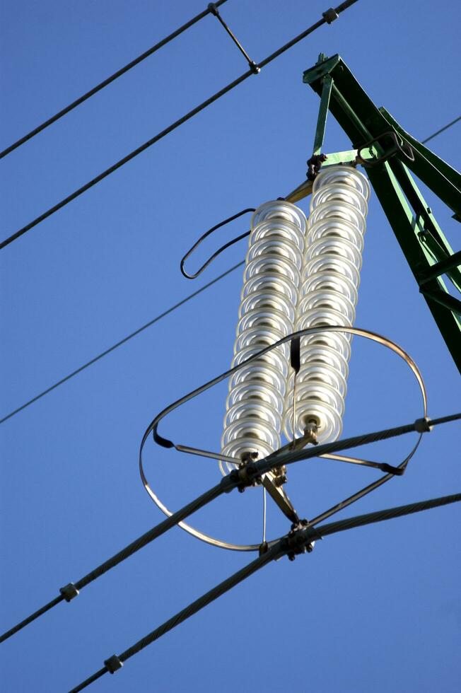 a close up of a power line with wires attached photo