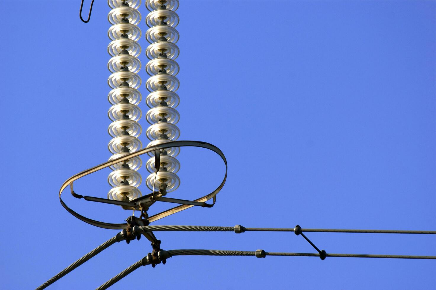 a close up of a power line with wires attached photo