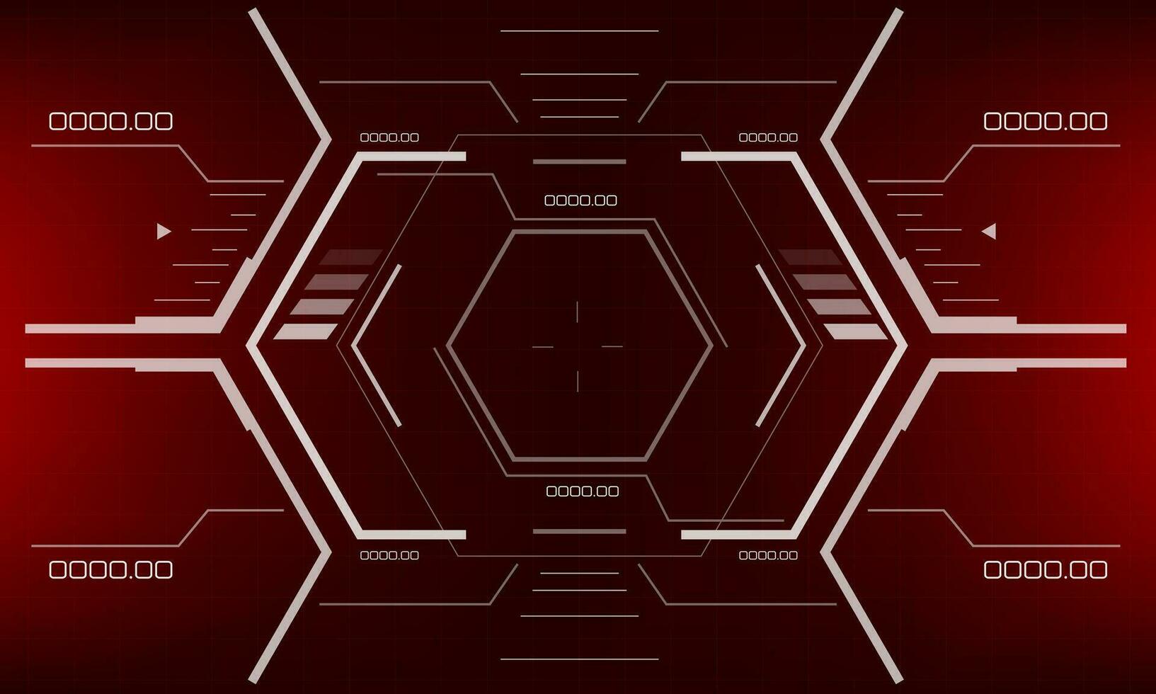 HUD sci-fi interface screen view white geometric on red design virtual reality futuristic technology creative display vector