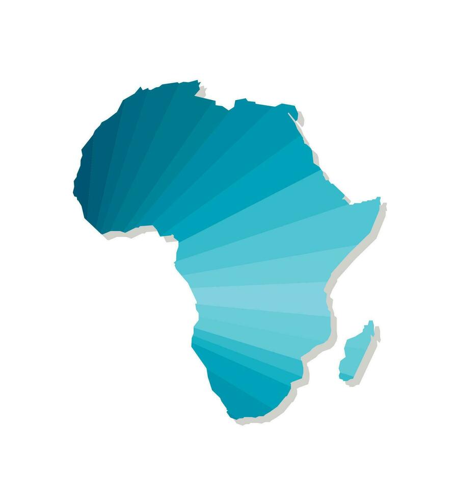 Vector isolated illustration icon with simplified blue silhouette of Africa map. Polygonal geometric style, triangular shapes. White background.
