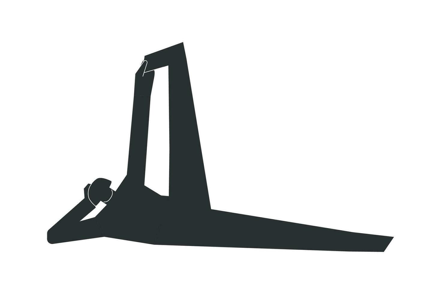 Vector isolated illustration with flat black silhouette of female character. Sportive woman learns yoga posture Anantasana. Fitness exercise Side Reclining Leg Lift. Minimalistic design