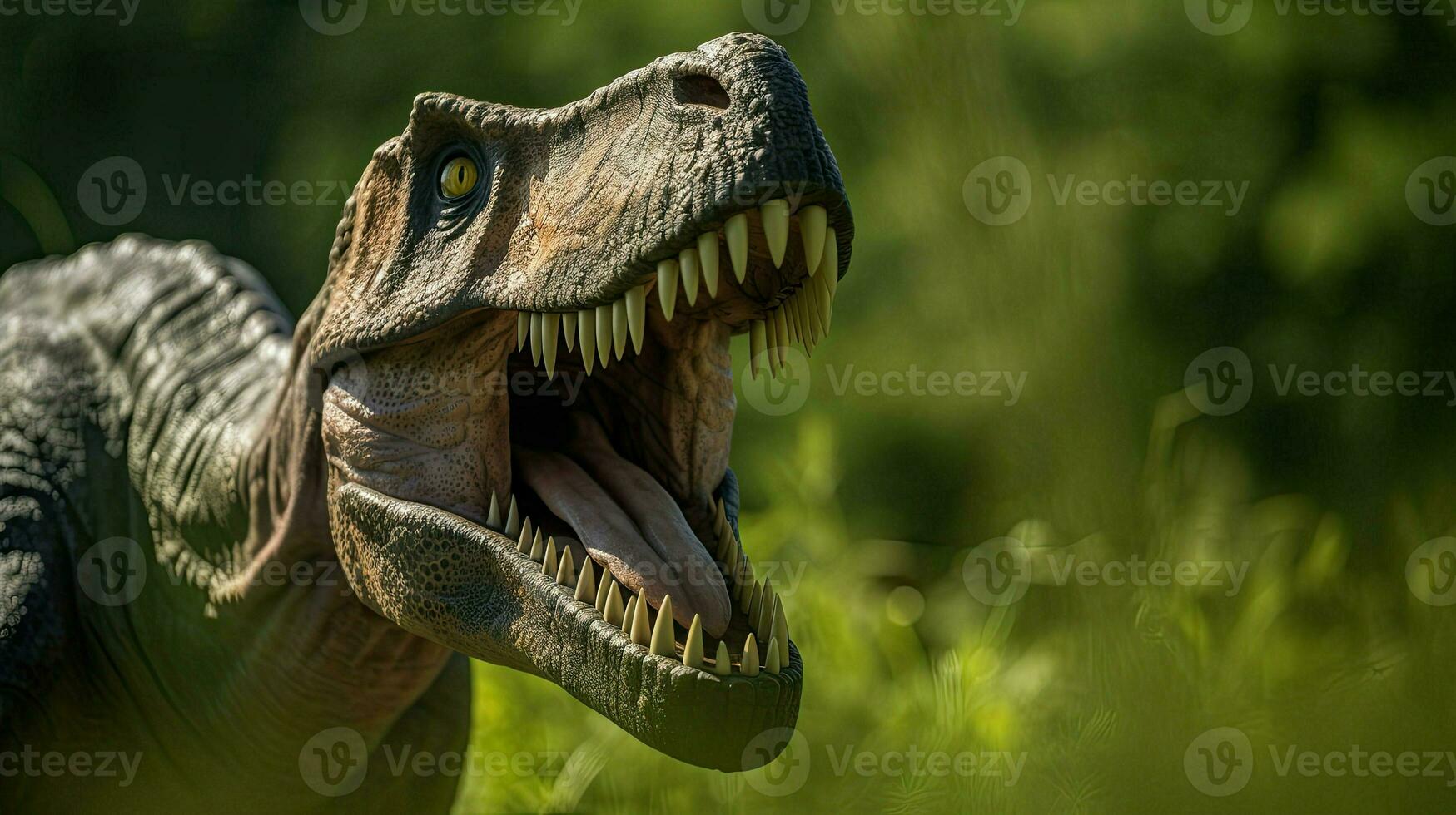 Tyrannosaurus, t-rex in the forest background, AI Generative photo